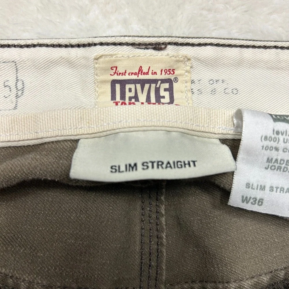 Levi's Tab Twills Straight Leg Jeans Mens 36x34 Brown Cotton Distressed 